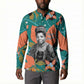 Maya Angelou Button Sweatshirt Inspirational Quote Design Vibrant Teal and Orange Leaf Motif