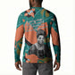 Maya Angelou Button Sweatshirt Inspirational Quote Design Vibrant Teal and Orange Leaf Motif