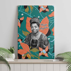 Maya Angelou Canvas Wall Art Inspirational Quote Design Vibrant Teal and Orange Leaf Motif - African Pride