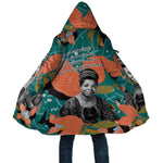 Maya Angelou Cloak Inspirational Quote Design Vibrant Teal and Orange Leaf Motif - African Pride