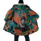 Maya Angelou Cloak Inspirational Quote Design Vibrant Teal and Orange Leaf Motif - African Pride