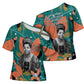 Maya Angelou Cross Shoulder Shirt Inspirational Quote Design Vibrant Teal and Orange Leaf Motif - African Pride