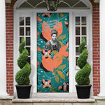 Maya Angelou Door Cover Inspirational Quote Design Vibrant Teal and Orange Leaf Motif - African Pride