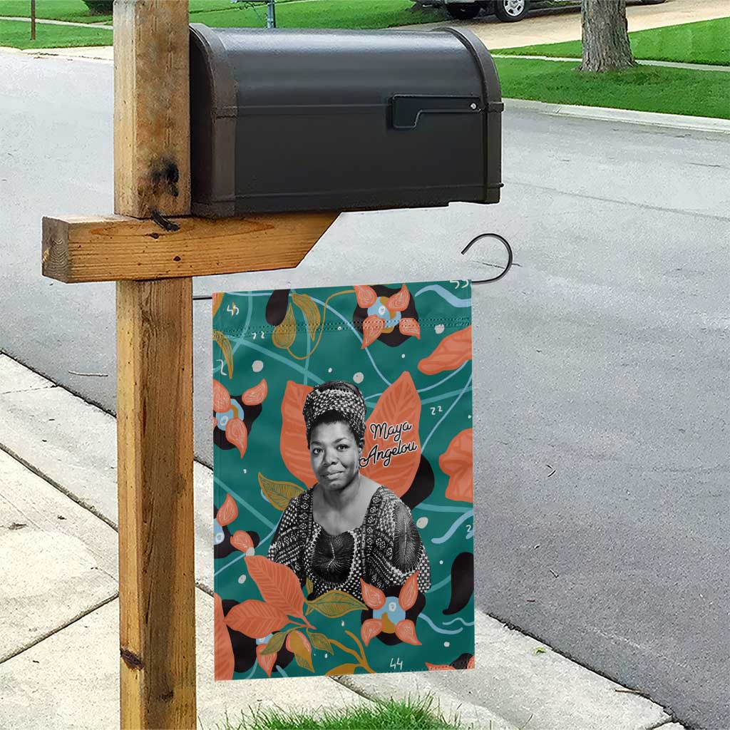 Maya Angelou Garden Flag Inspirational Quote Design Vibrant Teal and Orange Leaf Motif - African Pride