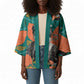 Maya Angelou Kimono Inspirational Quote Design Vibrant Teal and Orange Leaf Motif - African Pride