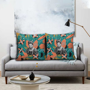 Maya Angelou Pillow Cover Inspirational Quote Design Vibrant Teal and Orange Leaf Motif - African Pride