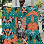 Maya Angelou Quilt Inspirational Quote Design Vibrant Teal and Orange Leaf Motif - African Pride