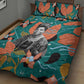 Maya Angelou Quilt Bed Set Inspirational Quote Design Vibrant Teal and Orange Leaf Motif - African Pride