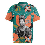 Maya Angelou Rugby Jersey Inspirational Quote Design Vibrant Teal and Orange Leaf Motif - African Pride