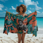 Maya Angelou Sarong Inspirational Quote Design Vibrant Teal and Orange Leaf Motif - African Pride