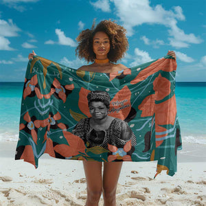 Maya Angelou Sarong Inspirational Quote Design Vibrant Teal and Orange Leaf Motif - African Pride