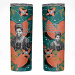 Maya Angelou Skinny Tumbler Inspirational Quote Design Vibrant Teal and Orange Leaf Motif - African Pride