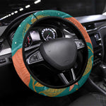 Maya Angelou Steering Wheel Cover Inspirational Quote Design Vibrant Teal and Orange Leaf Motif - African Pride