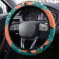 Maya Angelou Steering Wheel Cover Inspirational Quote Design Vibrant Teal and Orange Leaf Motif - African Pride