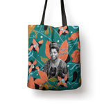 Maya Angelou Tote Bag Inspirational Quote Design Vibrant Teal and Orange Leaf Motif - African Pride