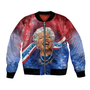 Maya Angelou Bomber Jacket Inspirational Life Mission Quote Celebration of Joy Passion and Compassion - African Pride