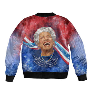 Maya Angelou Bomber Jacket Inspirational Life Mission Quote Celebration of Joy Passion and Compassion - African Pride