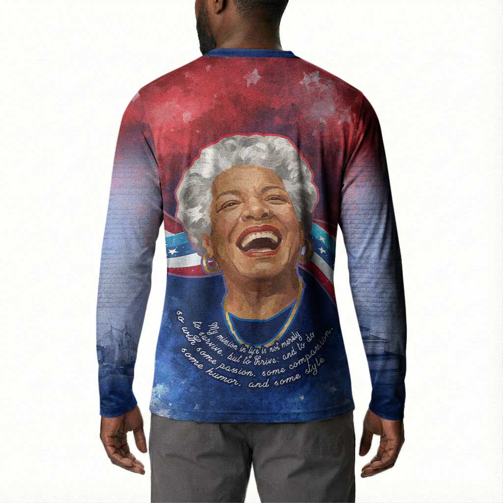Maya Angelou Button Sweatshirt Inspirational Life Mission Quote Celebration of Joy Passion and Compassion