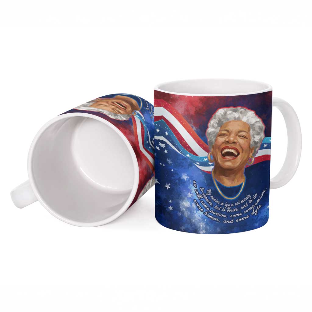 Maya Angelou Ceramic Mug Inspirational Life Mission Quote Celebration of Joy Passion and Compassion - African Pride