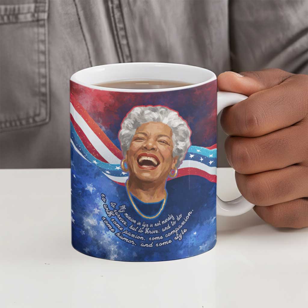 Maya Angelou Ceramic Mug Inspirational Life Mission Quote Celebration of Joy Passion and Compassion - African Pride