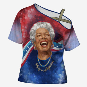 Maya Angelou Cross Shoulder Shirt Inspirational Life Mission Quote Celebration of Joy Passion and Compassion - African Pride