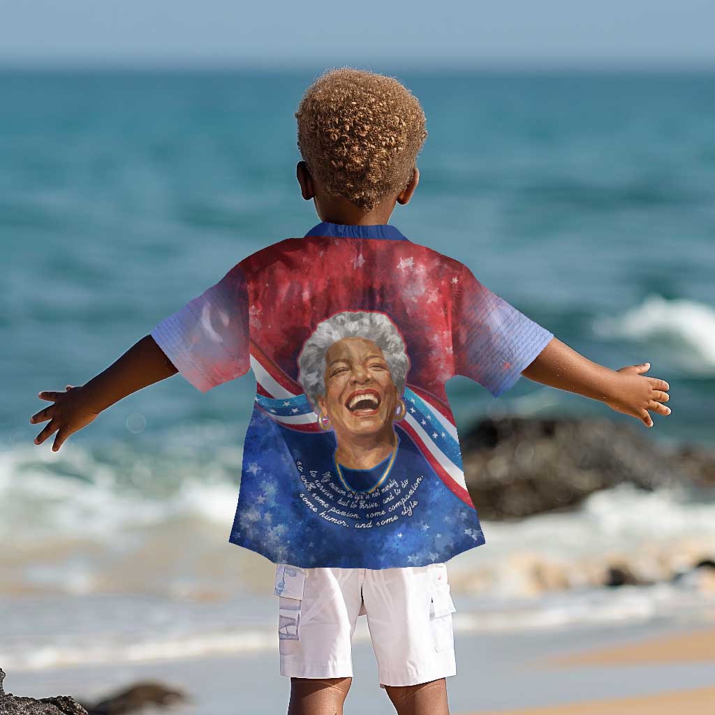 Maya Angelou Kid Hawaiian Shirt Inspirational Life Mission Quote Celebration of Joy Passion and Compassion - African Pride