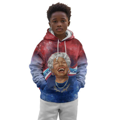 Maya Angelou Kid Hoodie Inspirational Life Mission Quote Celebration of Joy Passion and Compassion - African Pride