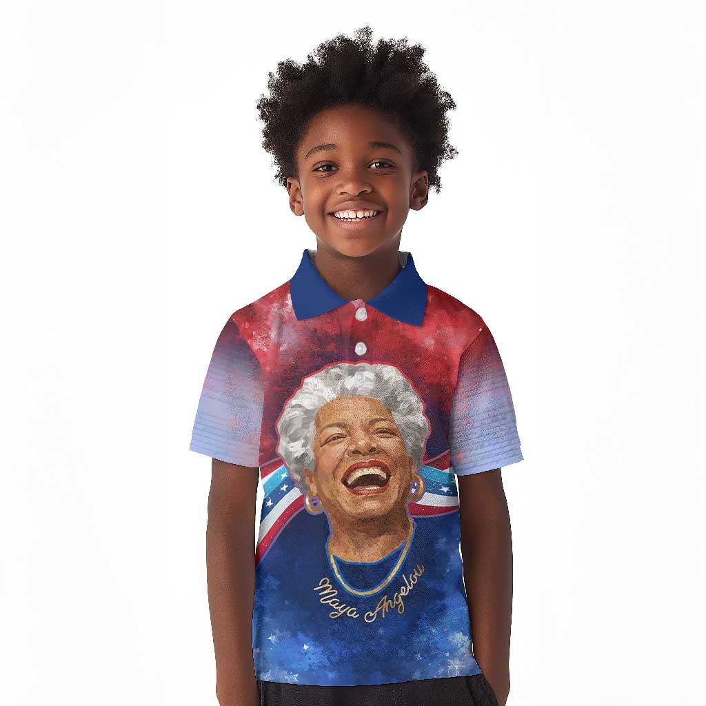 Maya Angelou Kid Polo Shirt Inspirational Life Mission Quote Celebration of Joy Passion and Compassion - African Pride