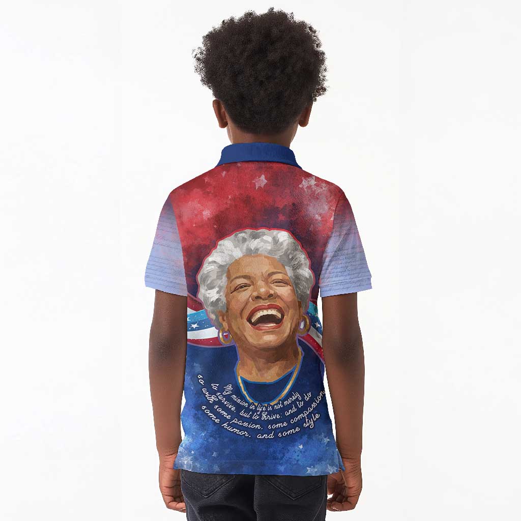 Maya Angelou Kid Polo Shirt Inspirational Life Mission Quote Celebration of Joy Passion and Compassion - African Pride