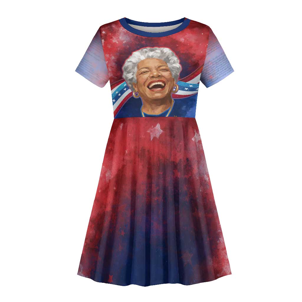 Maya Angelou Kid Short Sleeve Dress Inspirational Life Mission Quote Celebration of Joy Passion and Compassion - African Pride