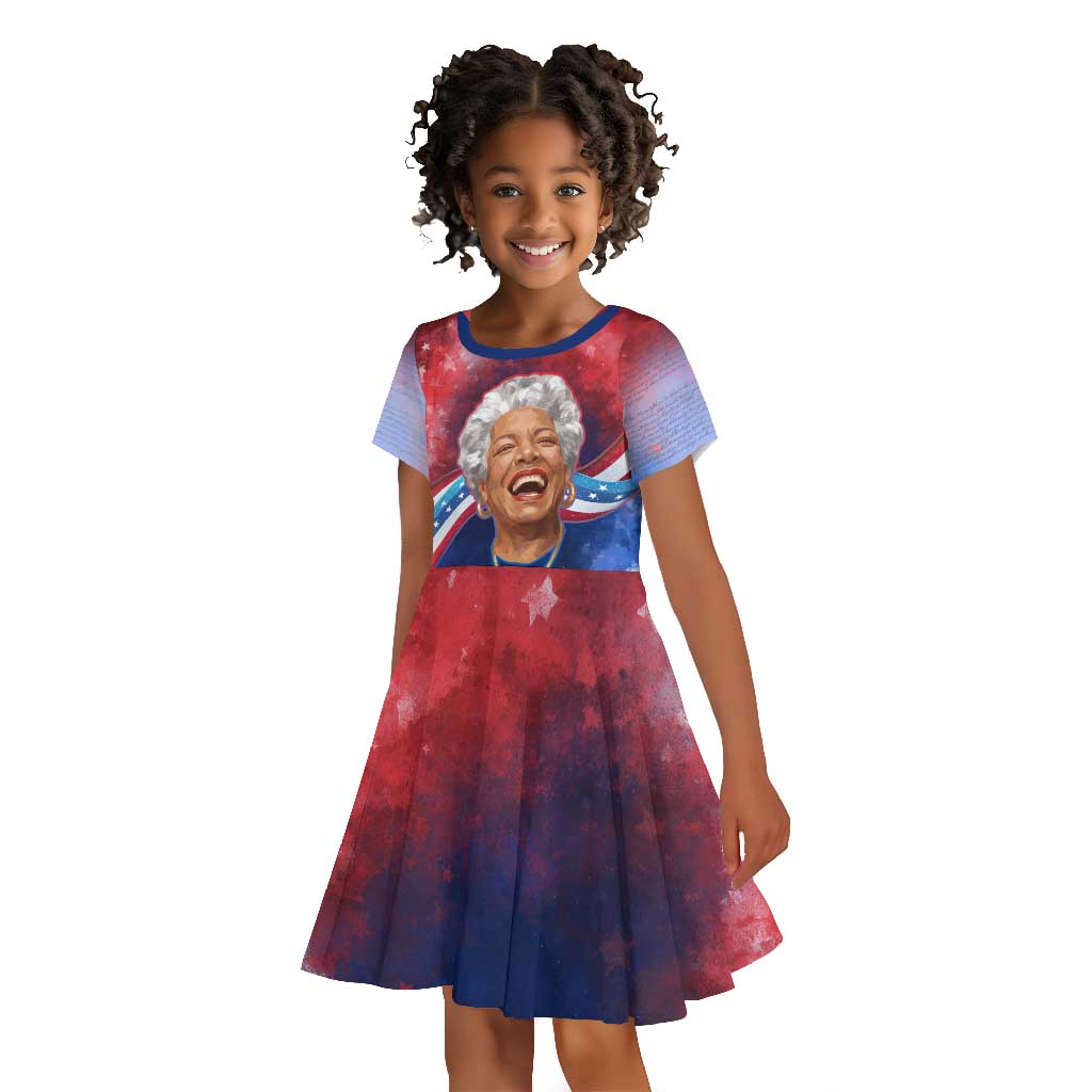 Maya Angelou Kid Short Sleeve Dress Inspirational Life Mission Quote Celebration of Joy Passion and Compassion - African Pride