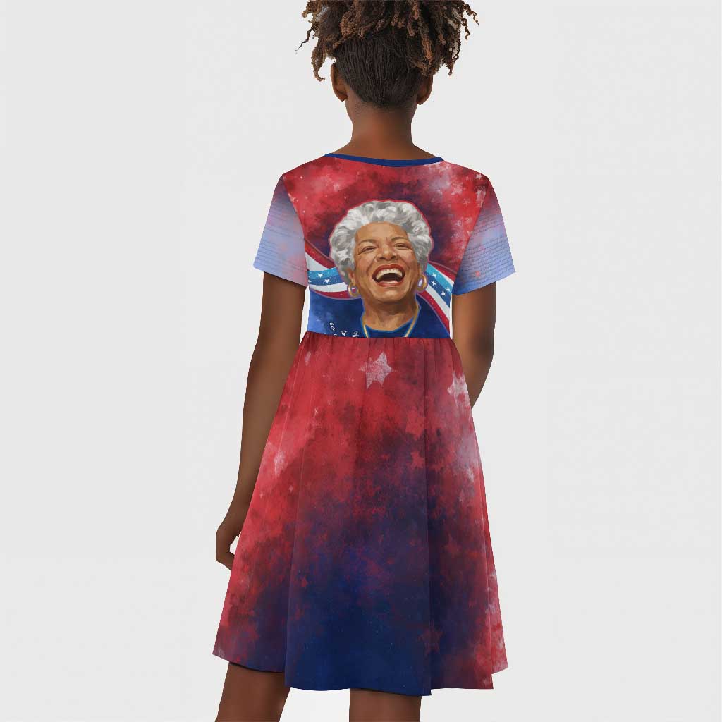 Maya Angelou Kid Short Sleeve Dress Inspirational Life Mission Quote Celebration of Joy Passion and Compassion - African Pride