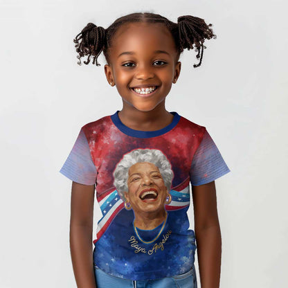 Maya Angelou Kid T shirt Inspirational Life Mission Quote Celebration of Joy Passion and Compassion - African Pride