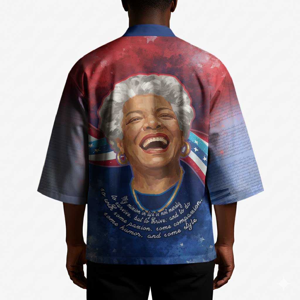 Maya Angelou Kimono Inspirational Life Mission Quote Celebration of Joy Passion and Compassion - African Pride