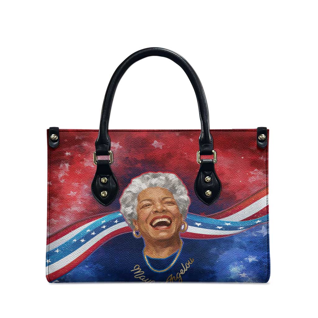 Maya Angelou Leather Bag Inspirational Life Mission Quote Celebration of Joy Passion and Compassion - African Pride