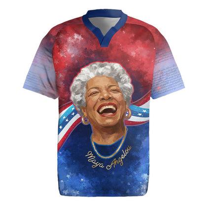 Maya Angelou Rugby Jersey Inspirational Life Mission Quote Celebration of Joy Passion and Compassion - African Pride