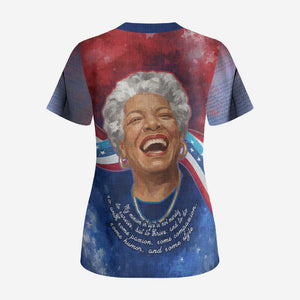 Maya Angelou Scrub Top Inspirational Life Mission Quote Celebration of Joy Passion and Compassion - African Pride