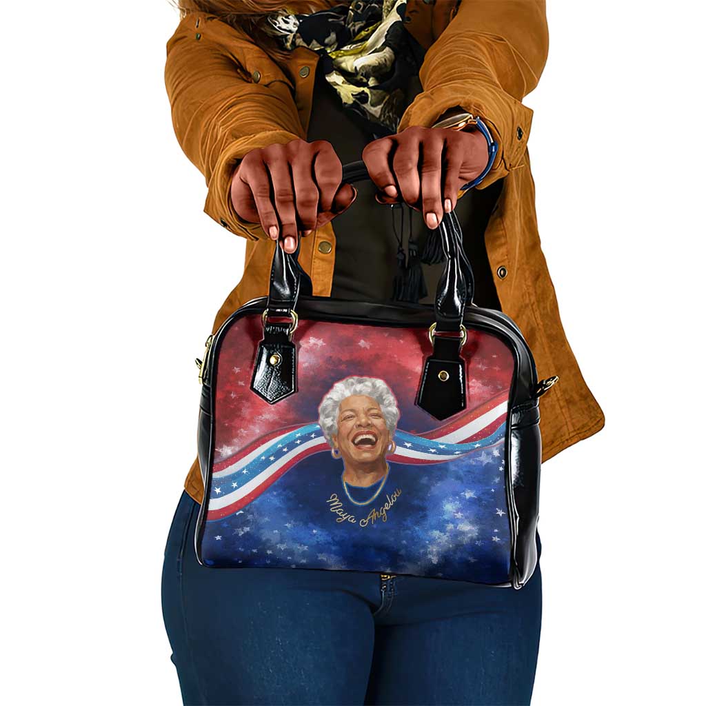 Maya Angelou Shoulder Handbag Inspirational Life Mission Quote Celebration of Joy Passion and Compassion - African Pride