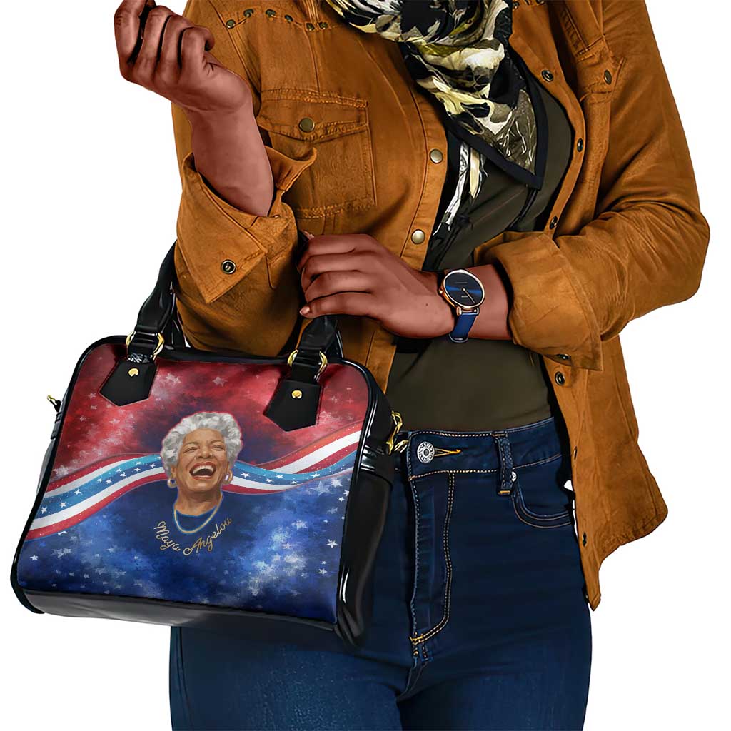 Maya Angelou Shoulder Handbag Inspirational Life Mission Quote Celebration of Joy Passion and Compassion - African Pride