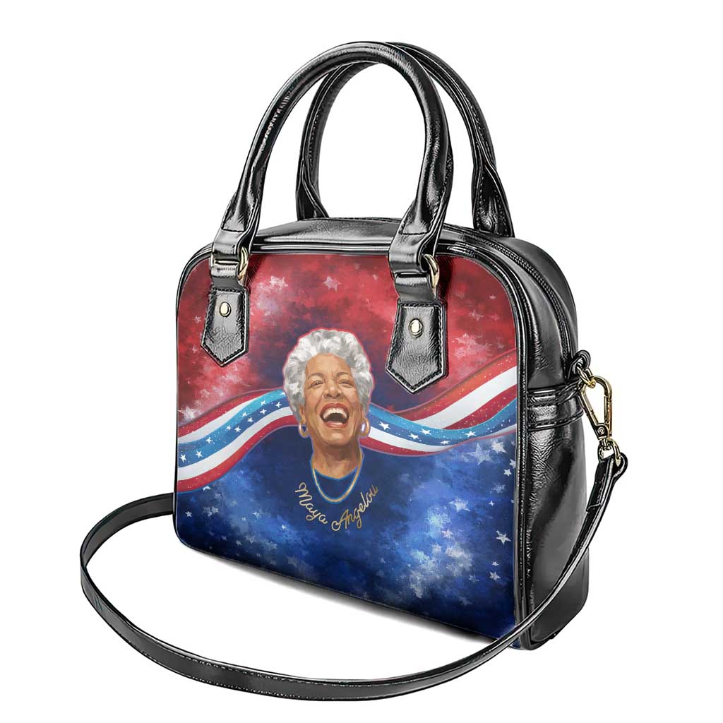 Maya Angelou Shoulder Handbag Inspirational Life Mission Quote Celebration of Joy Passion and Compassion - African Pride