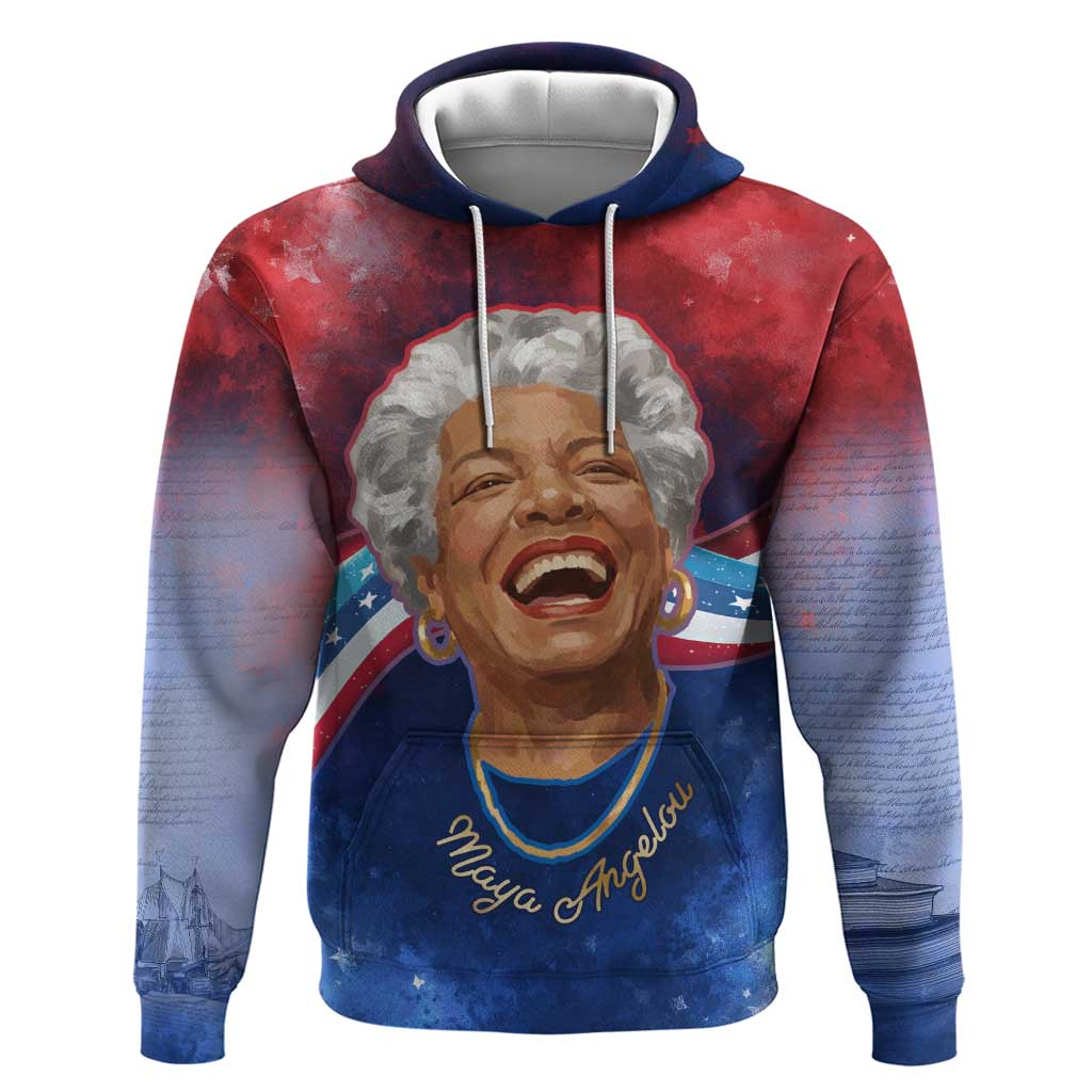 Maya Angelou Zip Hoodie Inspirational Life Mission Quote Celebration of Joy Passion and Compassion - African Pride