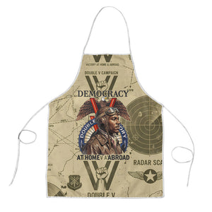 Double V Campaign Tuskegee Airmen Apron Vintage Military Aviation P-51 Mustang World War II Art