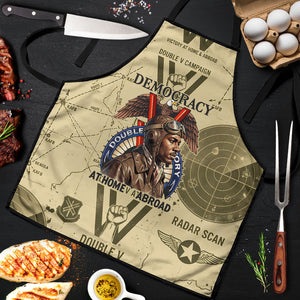 Double V Campaign Tuskegee Airmen Apron Vintage Military Aviation P-51 Mustang World War II Art