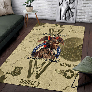 Double V Campaign Tuskegee Airmen Area Rug Vintage Military Aviation P-51 Mustang World War II Art