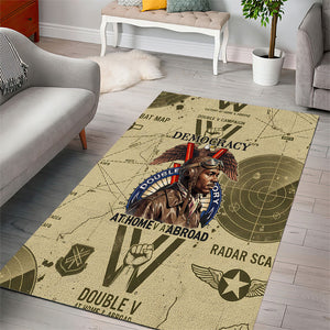 Double V Campaign Tuskegee Airmen Area Rug Vintage Military Aviation P-51 Mustang World War II Art