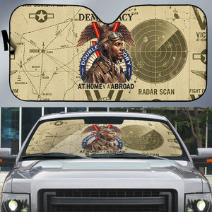 Double V Campaign Tuskegee Airmen Auto Sun Shade Vintage Military Aviation P-51 Mustang World War II Art