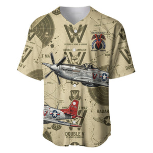 Double V Campaign Tuskegee Airmen Baseball Jersey Vintage Military Aviation P-51 Mustang World War II Art