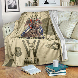 Double V Campaign Tuskegee Airmen Blanket Vintage Military Aviation P-51 Mustang World War II Art