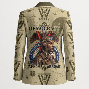 Double V Campaign Tuskegee Airmen Blazer Vintage Military Aviation P-51 Mustang World War II Art