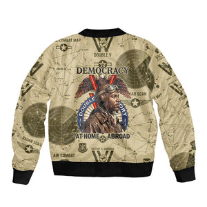Double V Campaign Tuskegee Airmen Bomber Jacket Vintage Military Aviation P-51 Mustang World War II Art